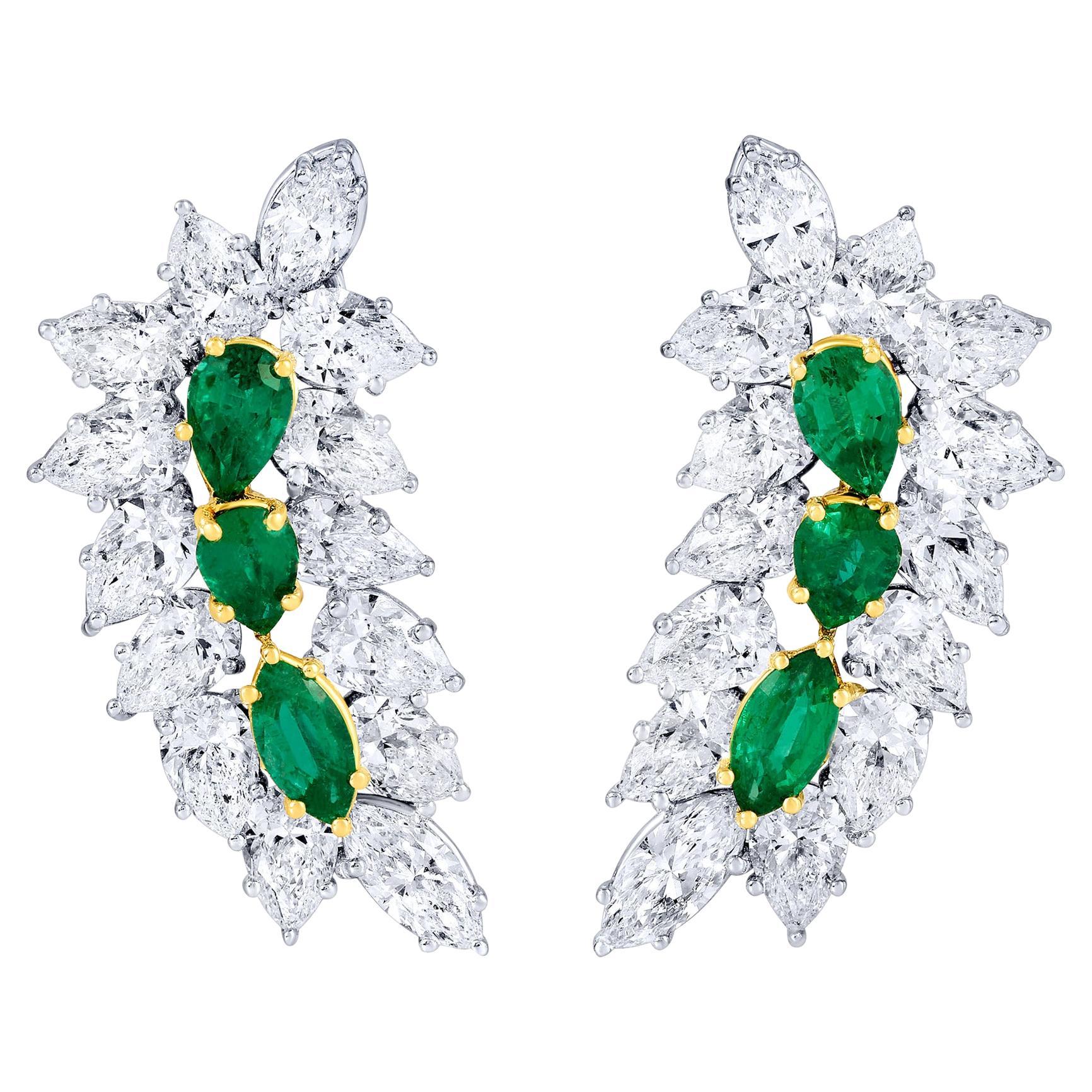 Stunning Emerald and Diamond Earrings 10.1 Carats 18K Gold