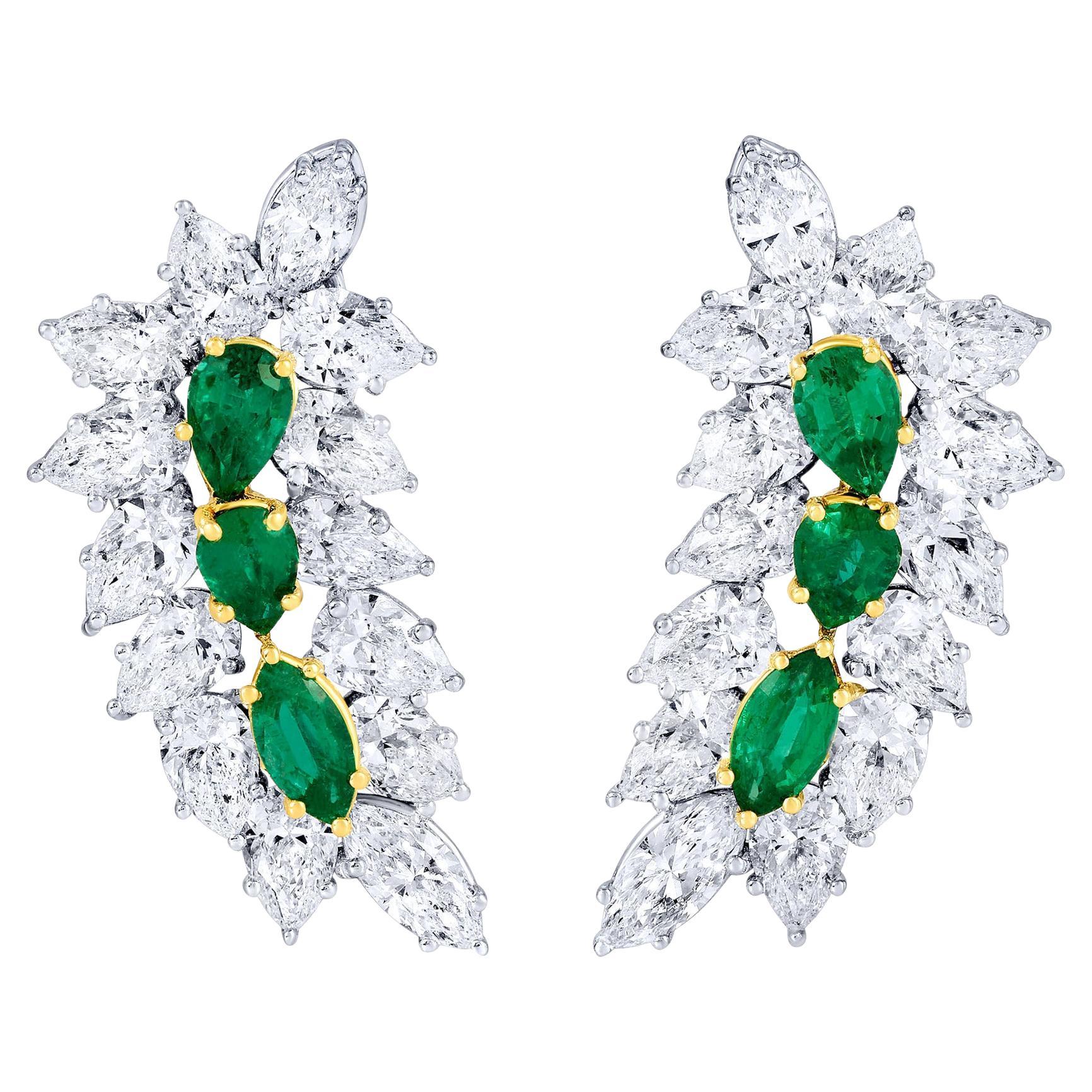Stunning Emerald and Diamond Earrings 10.1 Carats 18K Gold