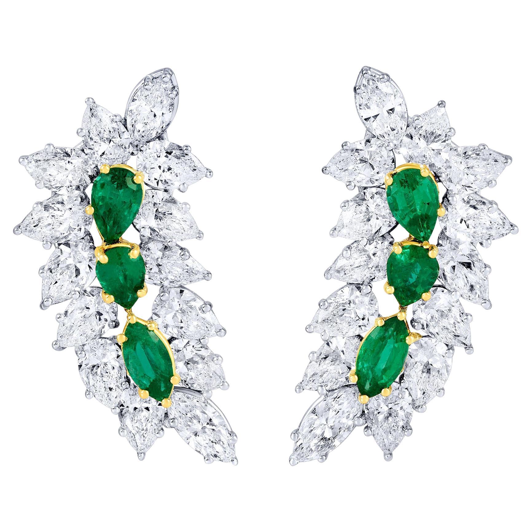 Stunning Emerald and Diamond Earrings 10.1 Carats 18K Gold