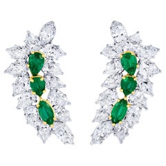 Impresionantes Pendientes Esmeralda y Diamante 10,1 Quilates Oro 18K