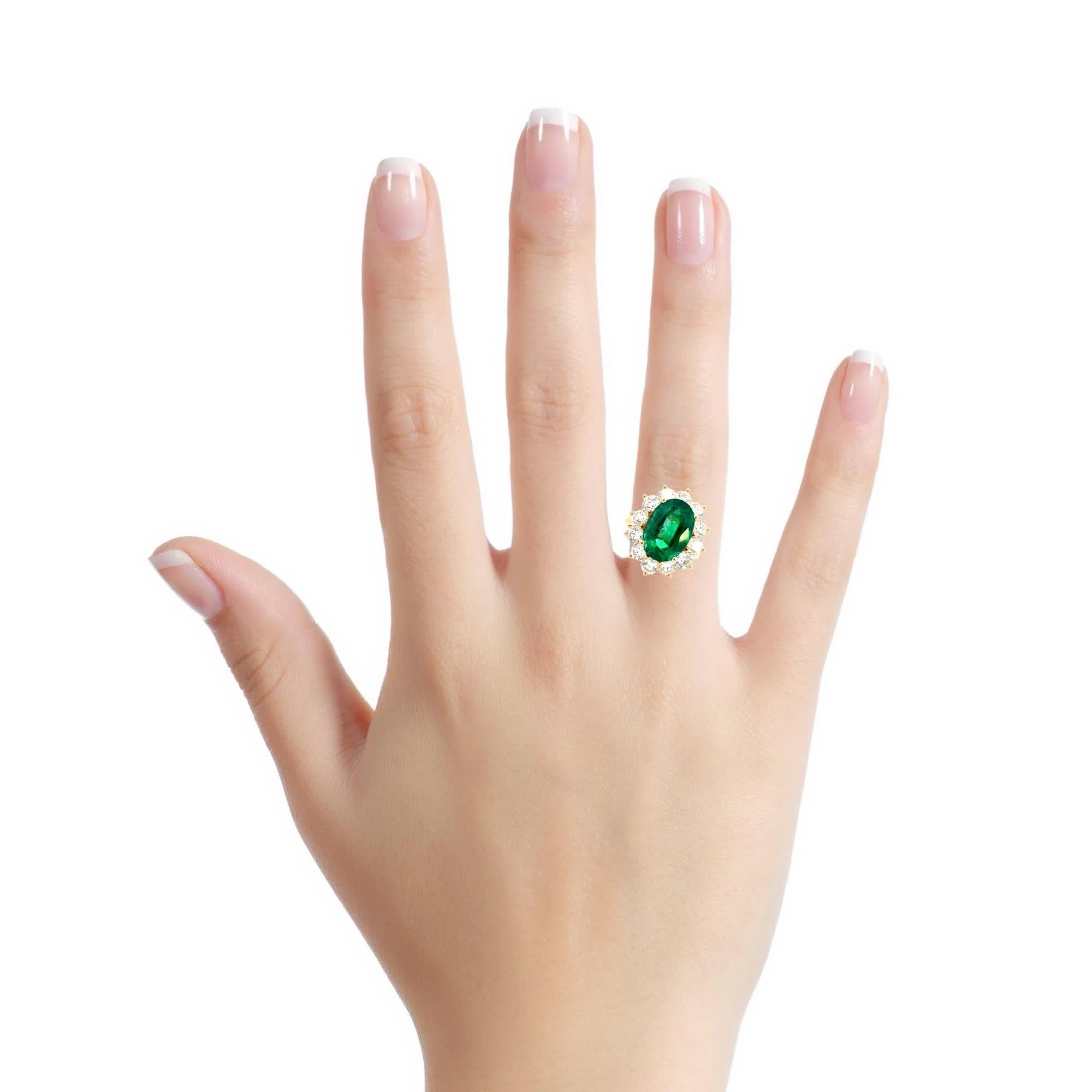 Atemberaubender Smaragd- und Diamantring Damen im Angebot