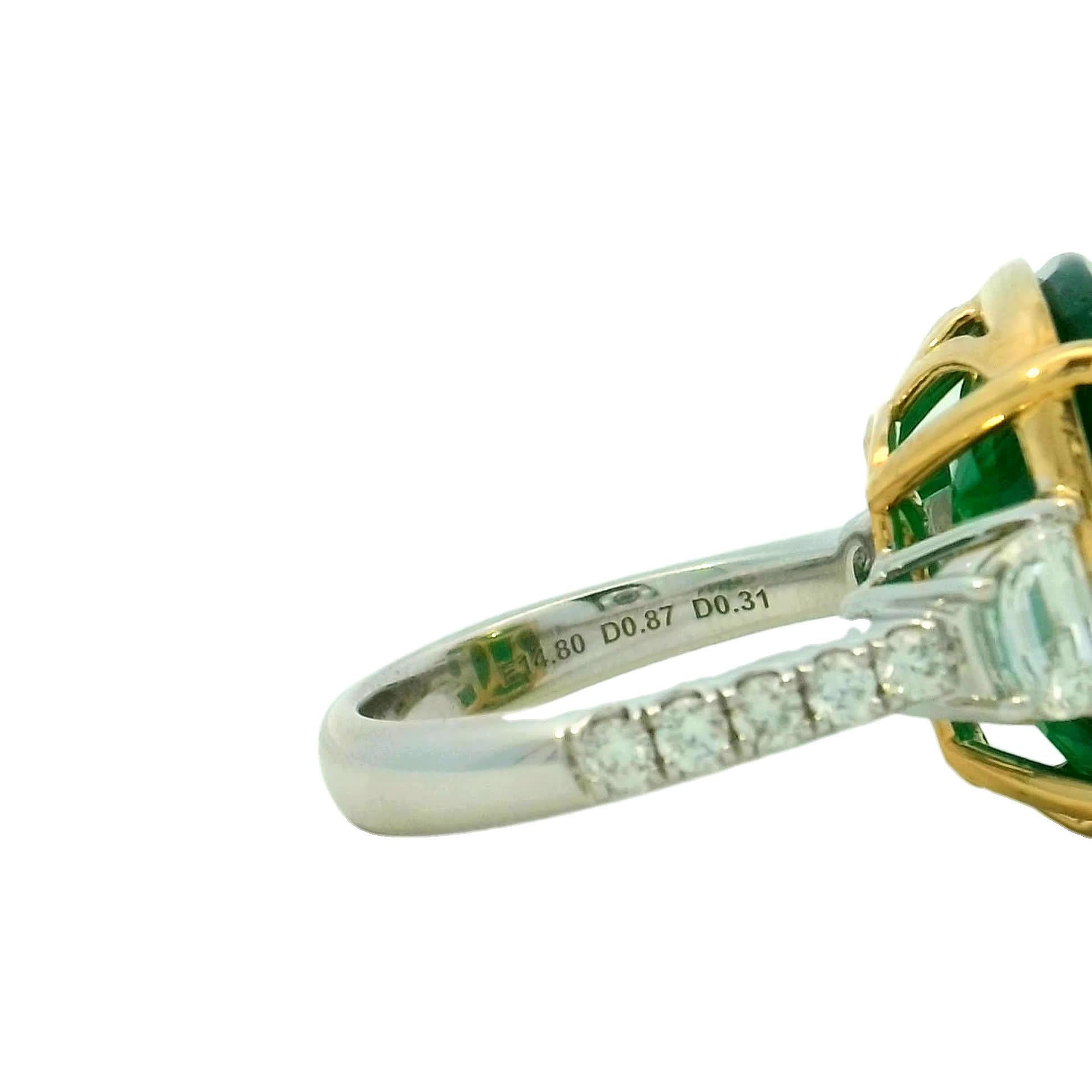 Atemberaubender Smaragd- und Diamantring Damen im Angebot