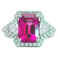 Stunning Emerald Cut Pink Ring