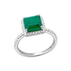 Magnifique bague en or 18 carats avec émeraude et diamant pour elle