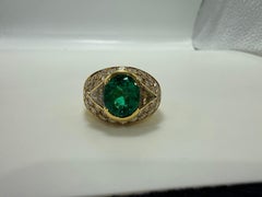 Stupendo anello con smeraldo e diamante in oro 18KT