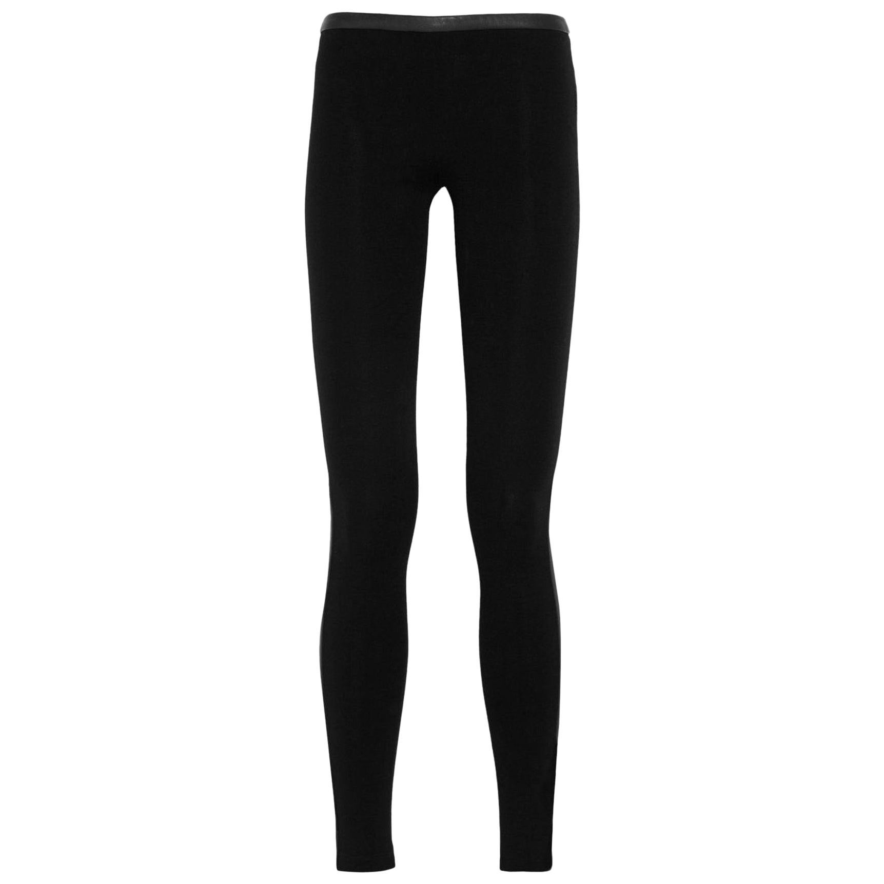 Stunning Emilio Pucci Black Stretch Leggings Pants with Leather