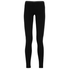 Stunning Emilio Pucci Black Stretch Leggings Pants with Leather Trimming