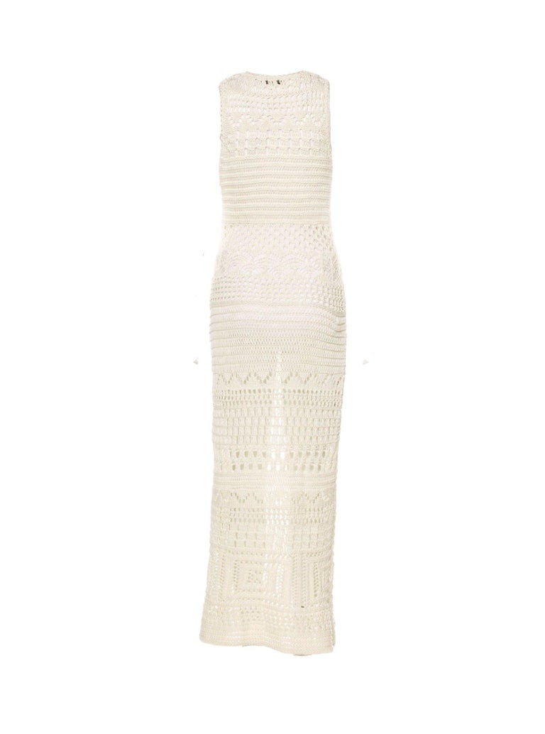 Beige UNWORN Emilio Pucci Peter Dundas 2011 Ivory Crochet Knit Maxi Dress Wedding For Sale