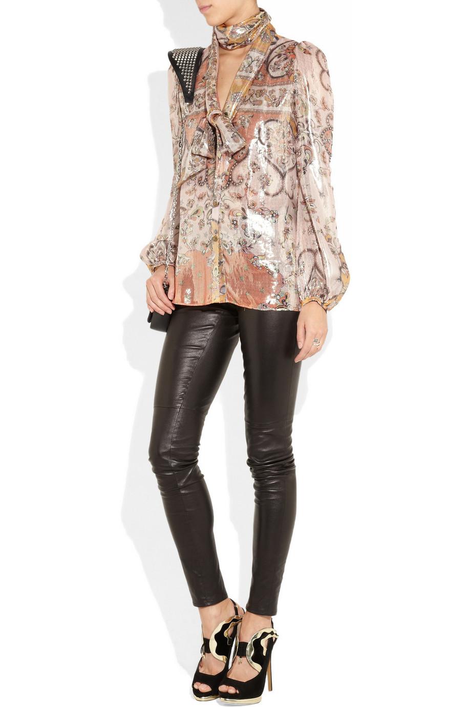 UNWORN Emilio Pucci Purple Stretchy Leather Leggings Pants 38 For Sale 4