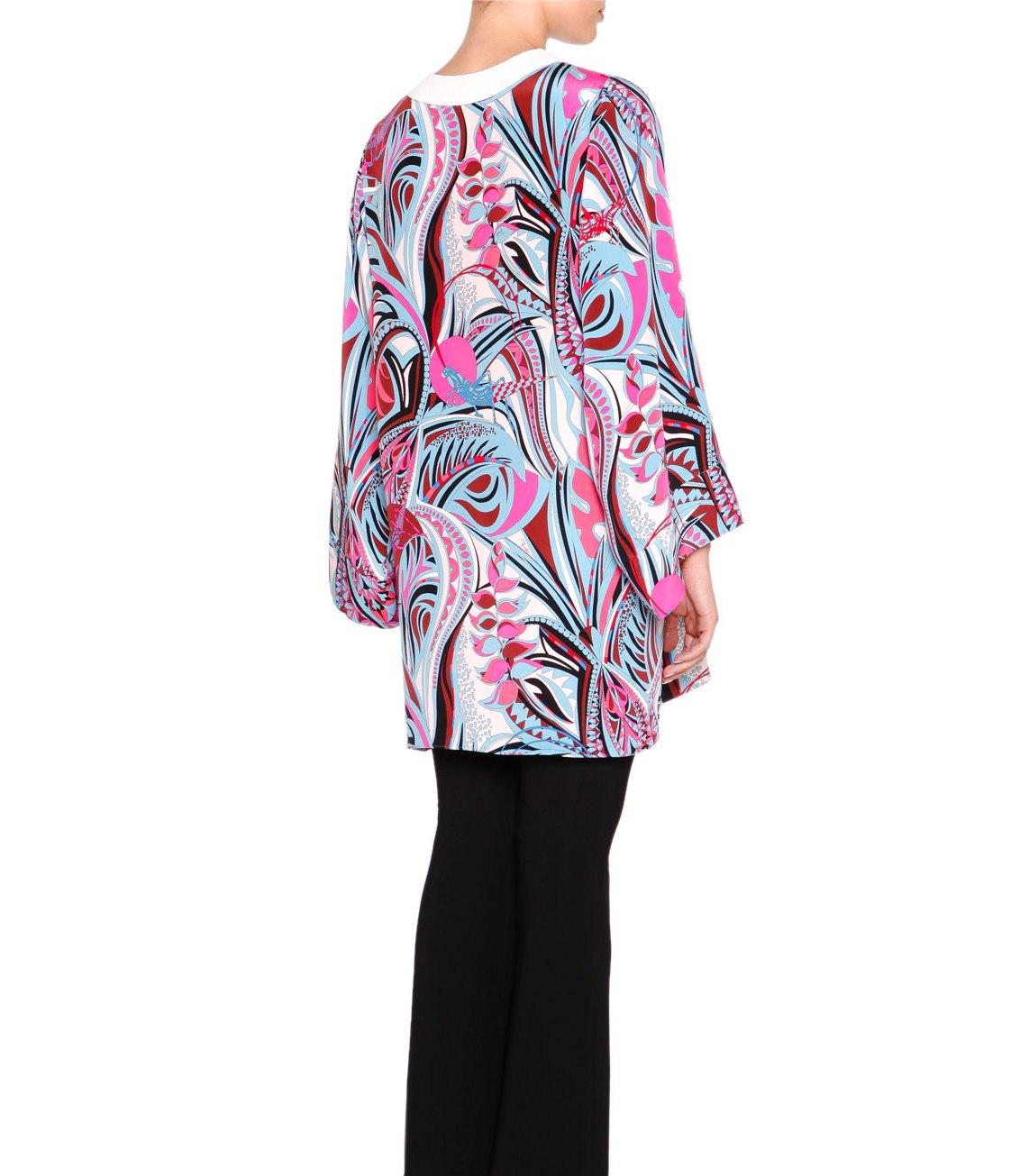 NEW Emilio Pucci Signature Print Embellished Cady Silk Tunic Kaftan Dress 44 For Sale 12