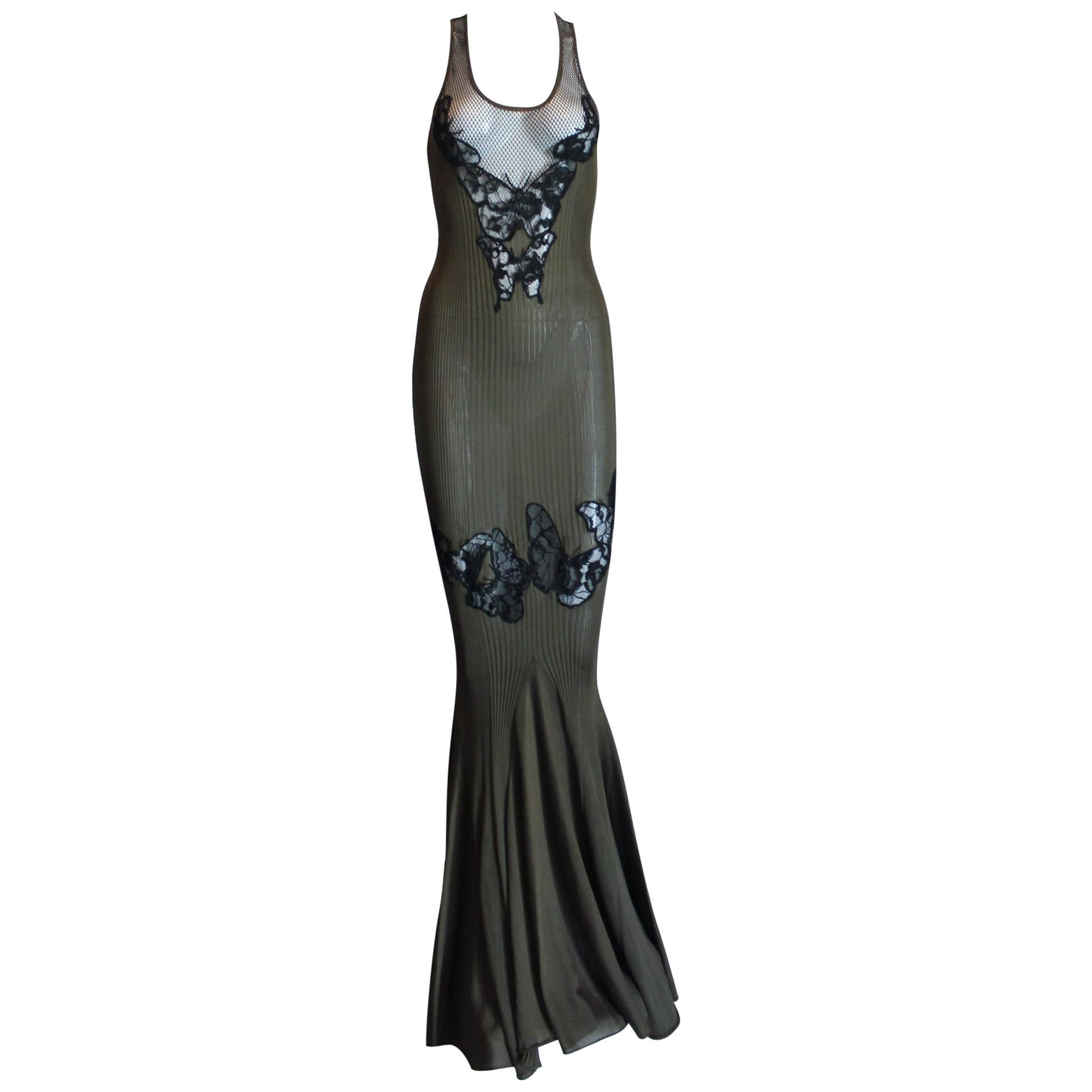 NEW Emilio Pucci Silk Rib Lace Mesh Maxi Mermaid Dress Evening Gown