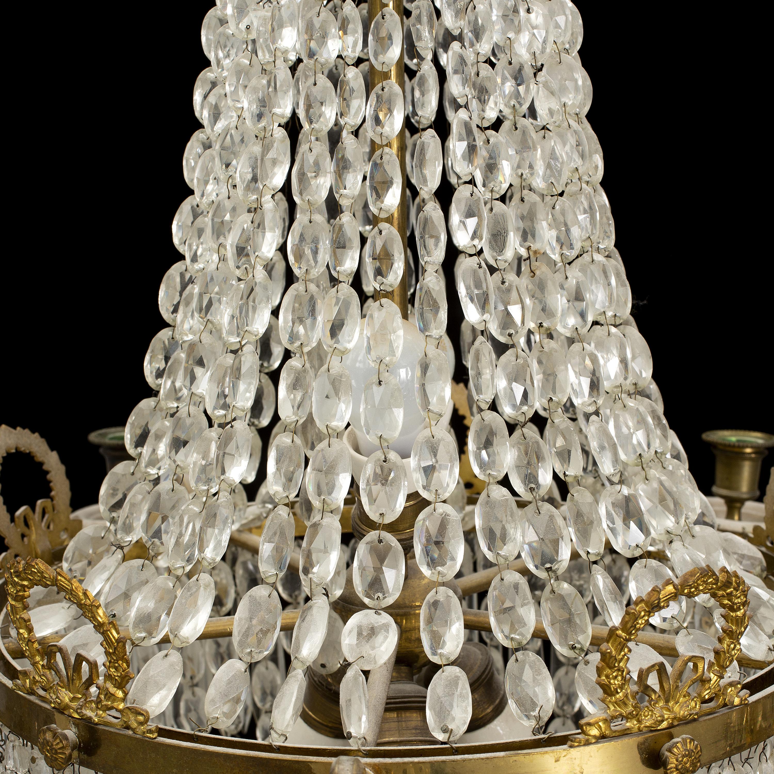 Brass Stunning Empire 19th Century Chandelier For Sale