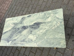 Stunning Empire Revival Coffee Table W. Bronze Swan Supports & Green Marble Top