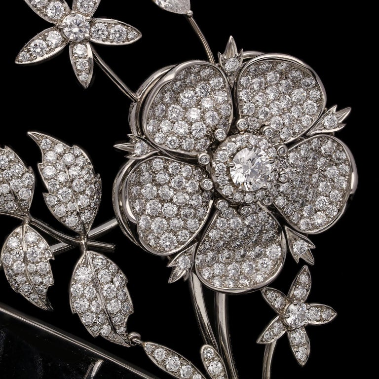 Large Edwardian Style Diamond En Tremblant  Floral Tiara by E Wolfe London 3
