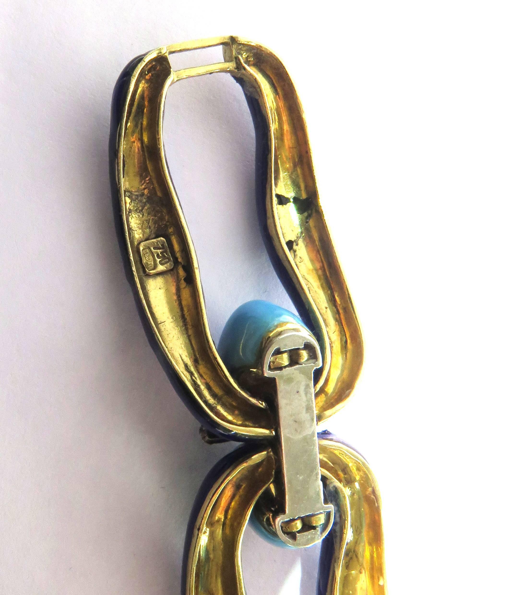 Stunning Enamel Diamond Gold Link Bracelet In Excellent Condition In Palm Beach, FL