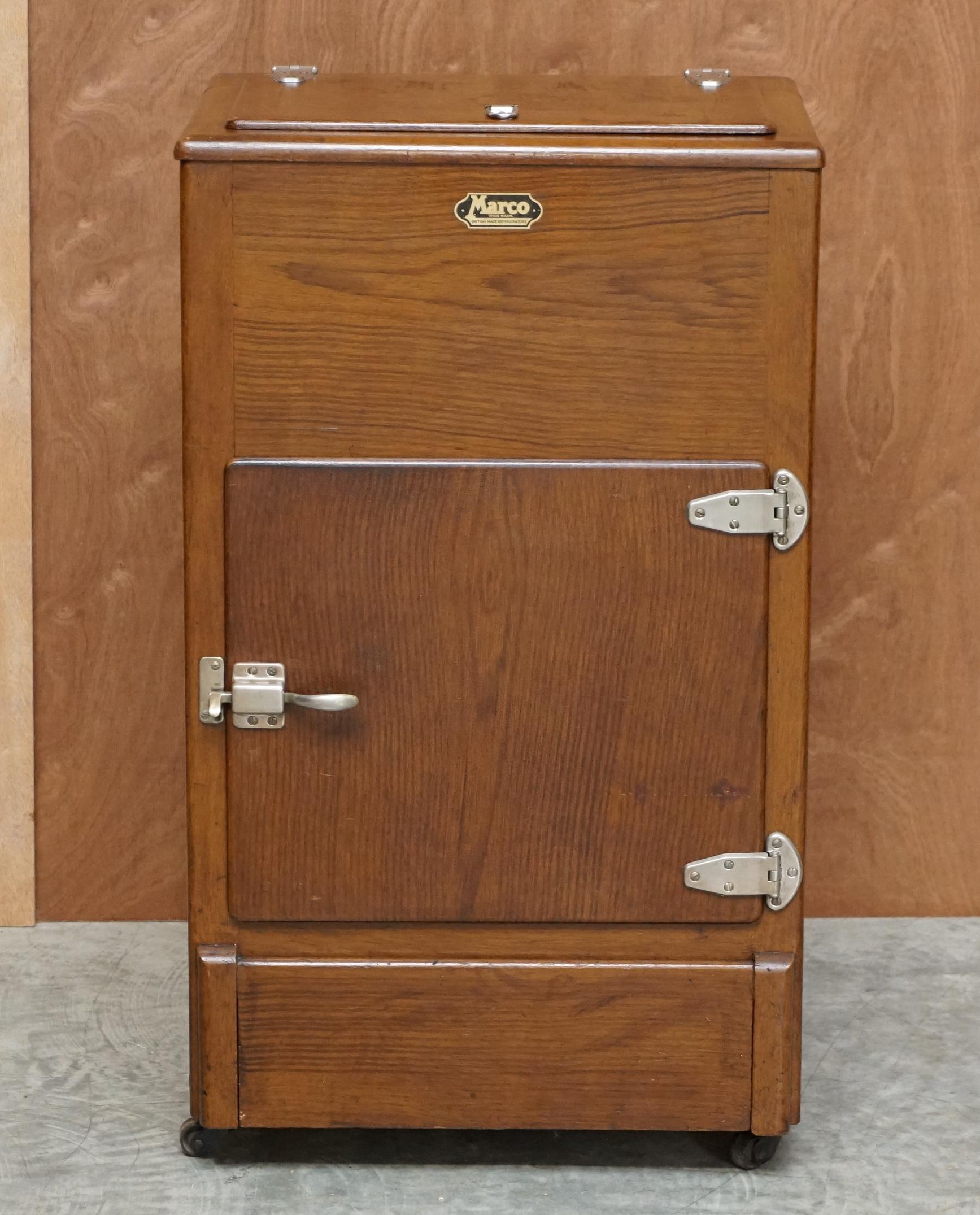 We are delighted to offer for sale this stunning hand made in England Marco refrigerator with period wood frame 

A very good looking, well made and decorative piece. This is designed to be used as an ice fridge so you put large blocks or bags of