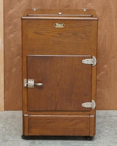 Stunning English Antique Wood Framed Fridge Ice Box Brilliant for Keeping Beer