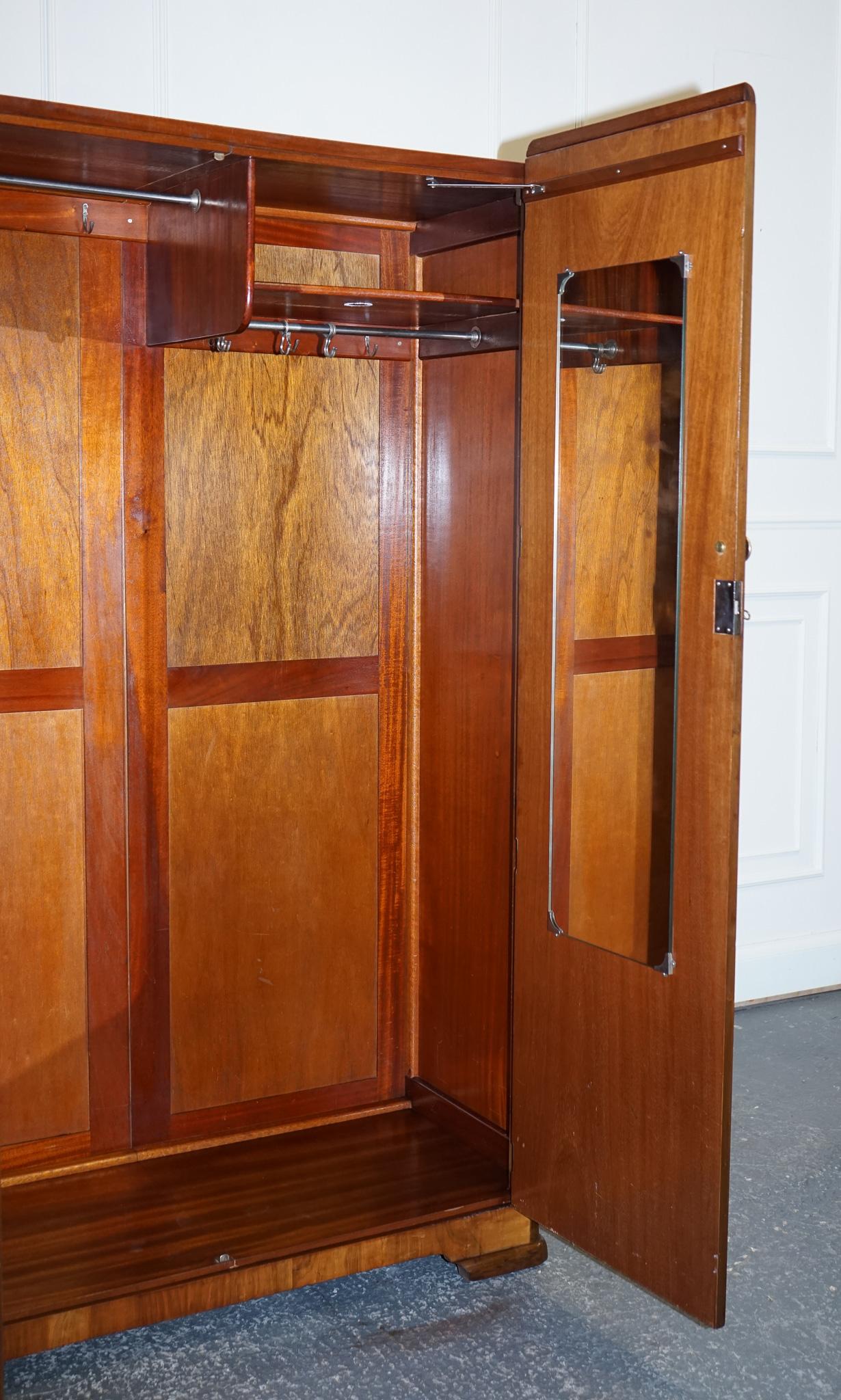 Stunning English Art Deco 1930s Burr Walnut Wardrobe 3