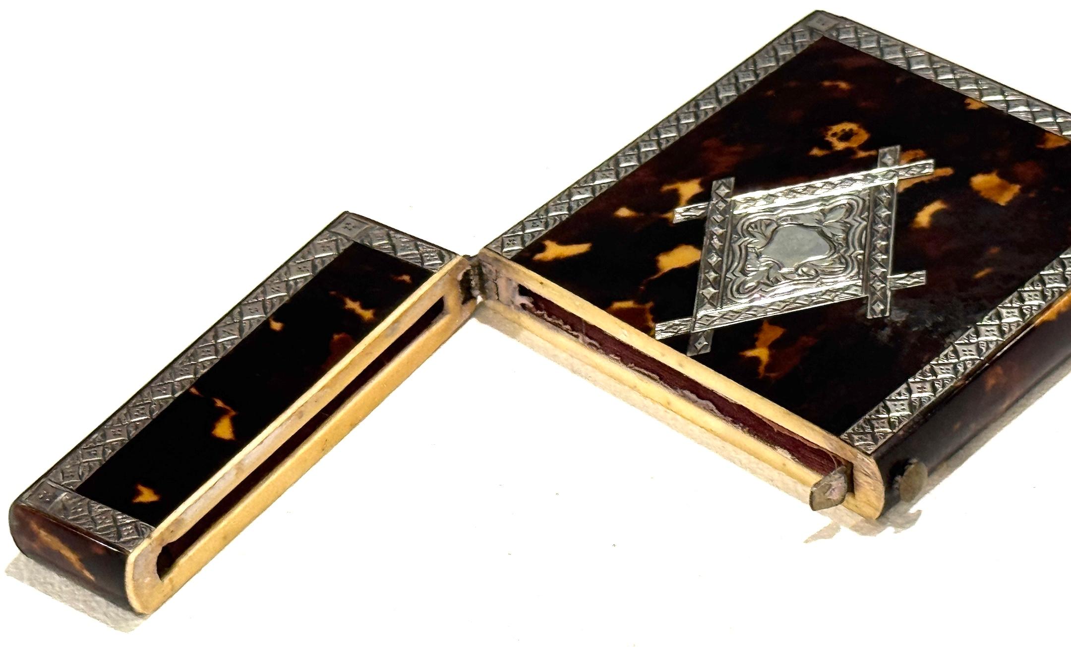 Stunning English Regency Sterling Silver & Tortoiseshell Card Case, Circa 1815 For Sale 4