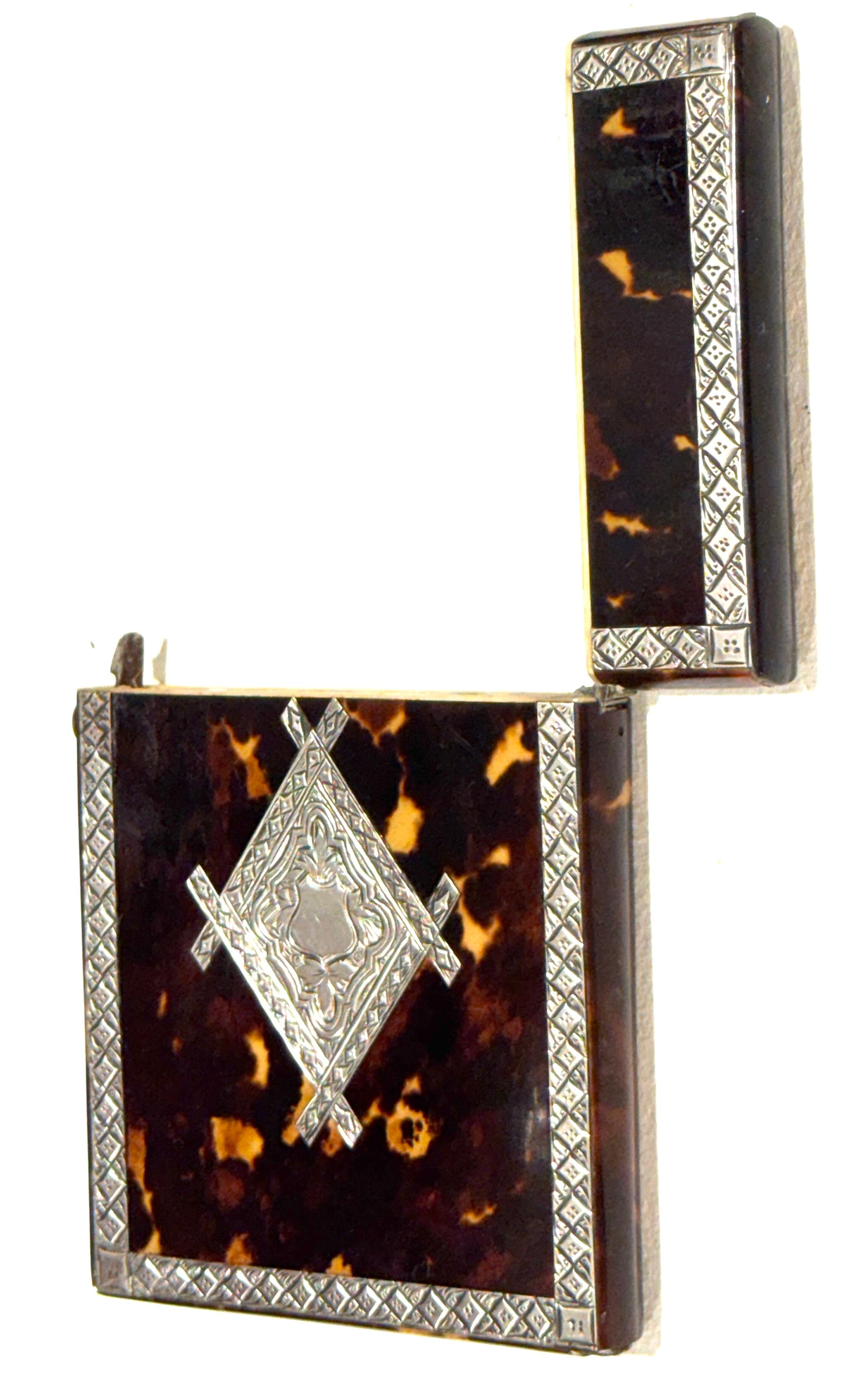 Stunning English Regency Sterling Silver & Tortoiseshell Card Case, Circa 1815 For Sale 6