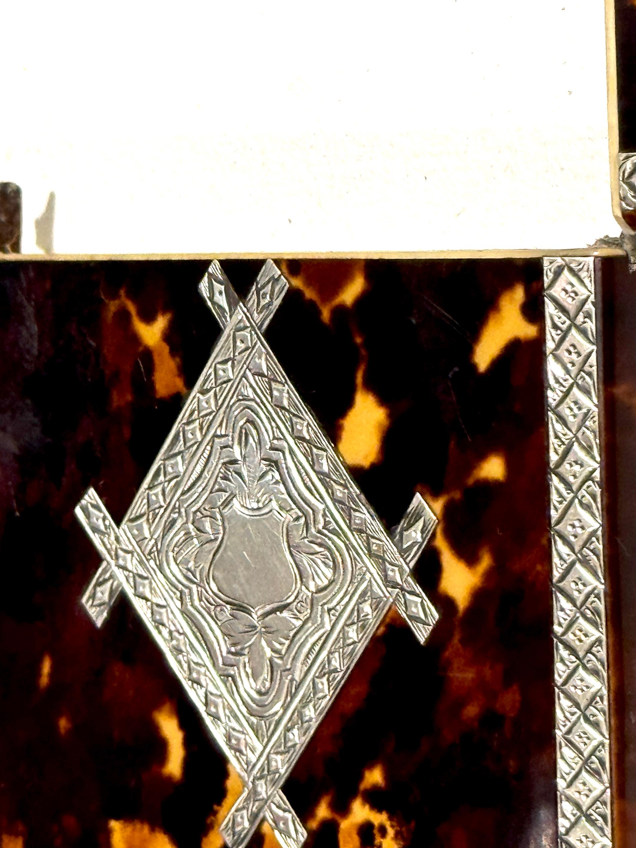 Stunning English Regency Sterling Silver & Tortoiseshell Card Case, Circa 1815 For Sale 7