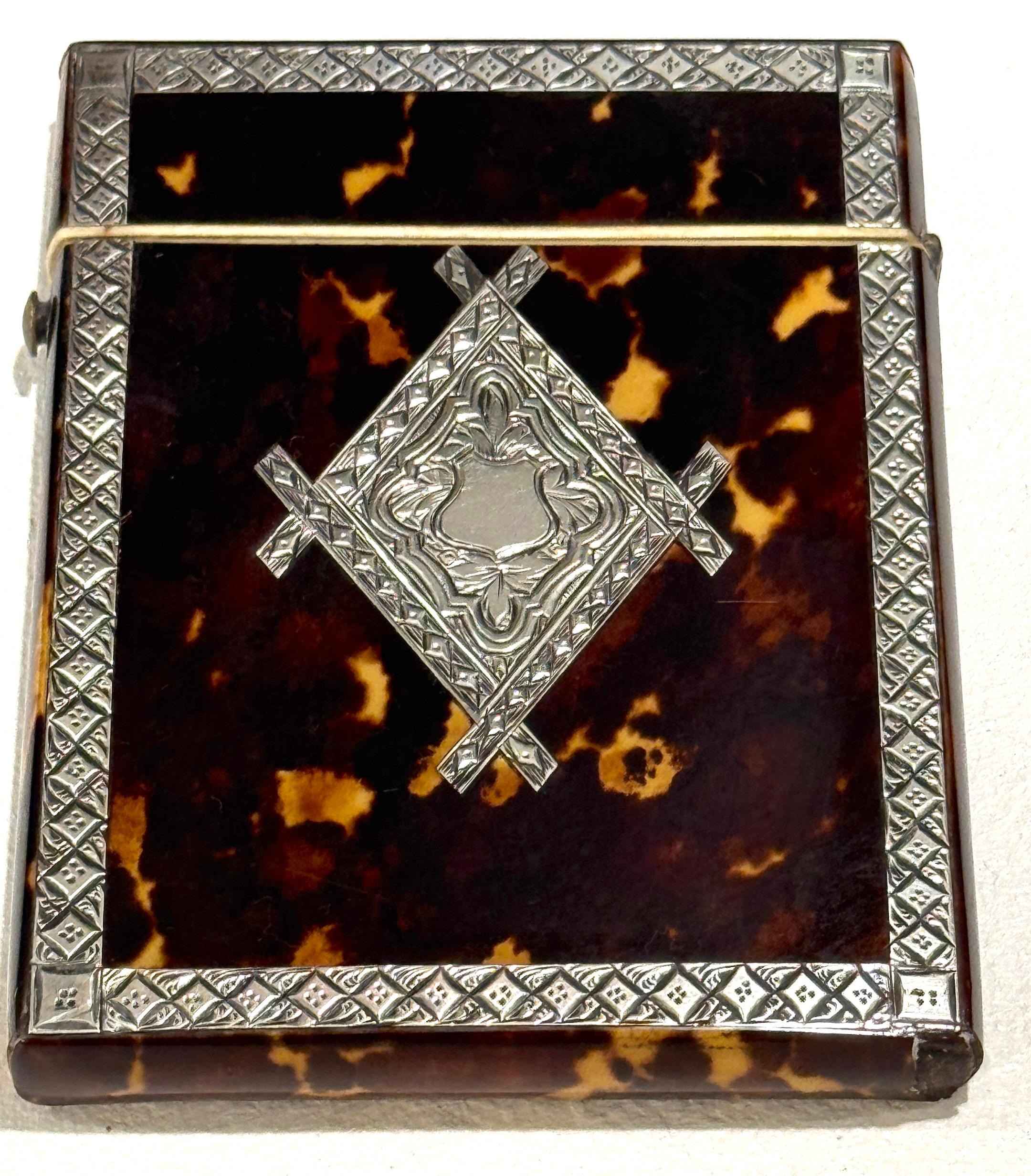 Stunning English Regency Sterling Silver & Tortoiseshell Card Case, Circa 1815 In Good Condition For Sale In West Palm Beach, FL