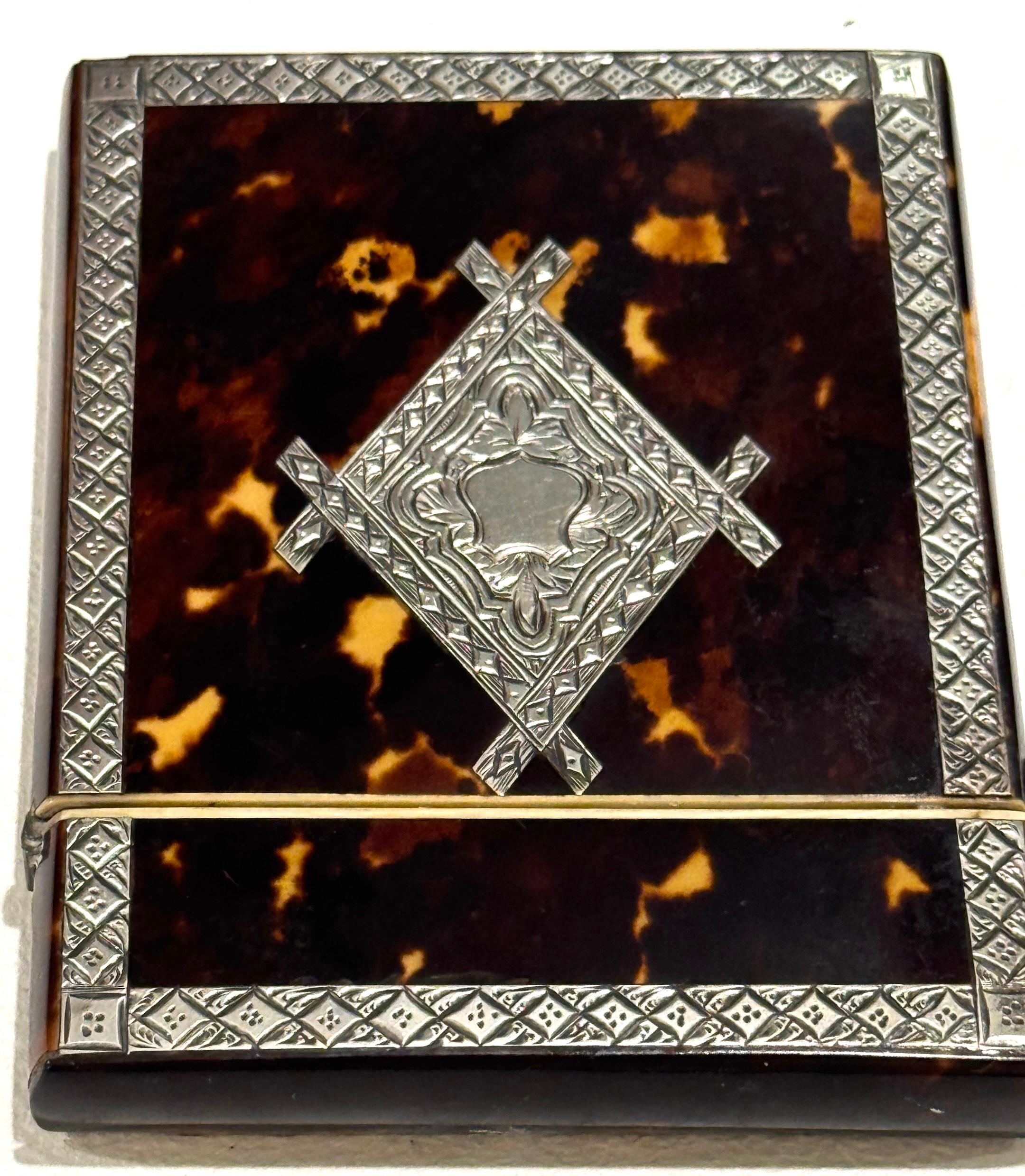 Metal Stunning English Regency Sterling Silver & Tortoiseshell Card Case, Circa 1815 For Sale