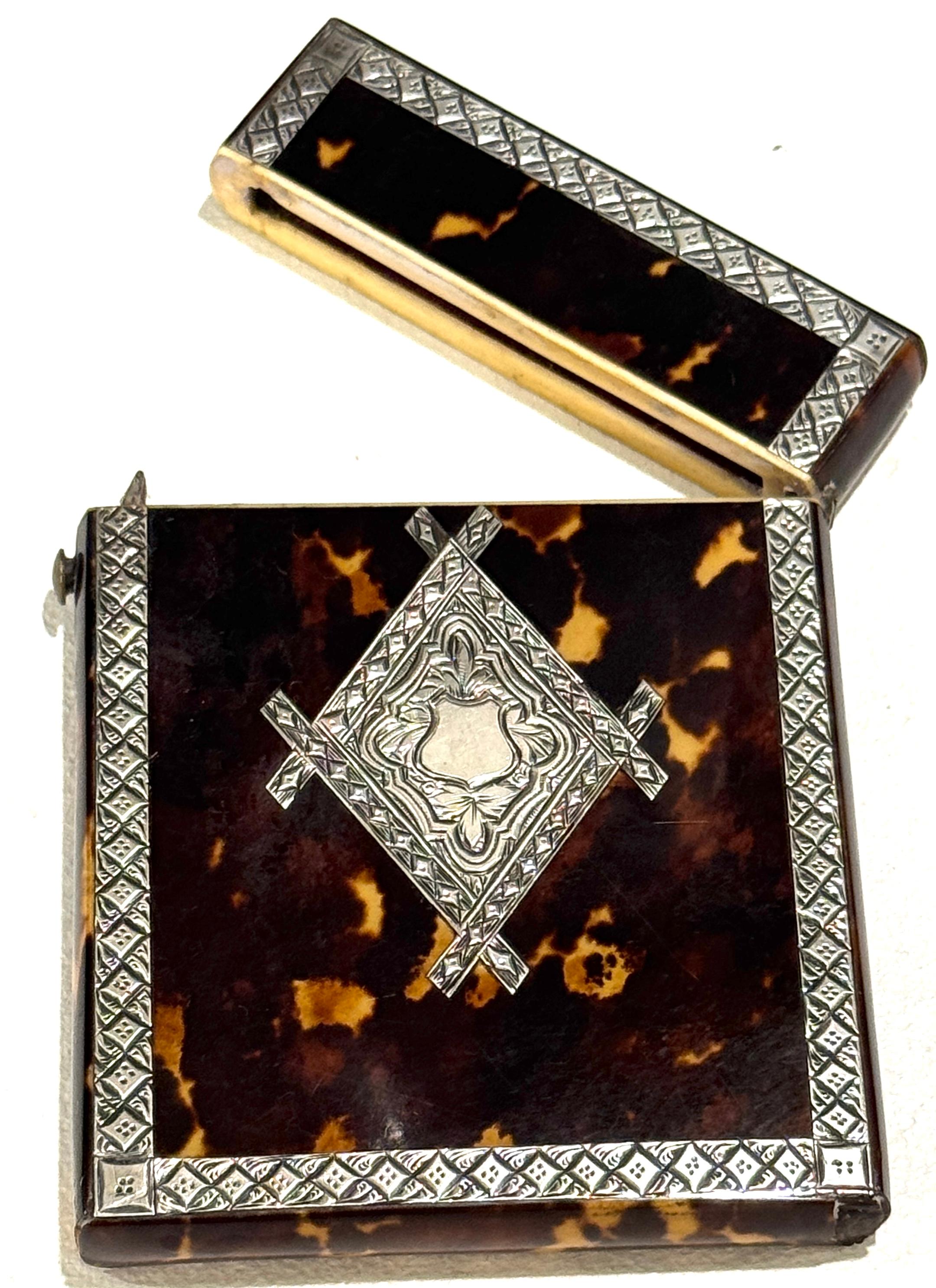 Stunning English Regency Sterling Silver & Tortoiseshell Card Case, Circa 1815 For Sale 2