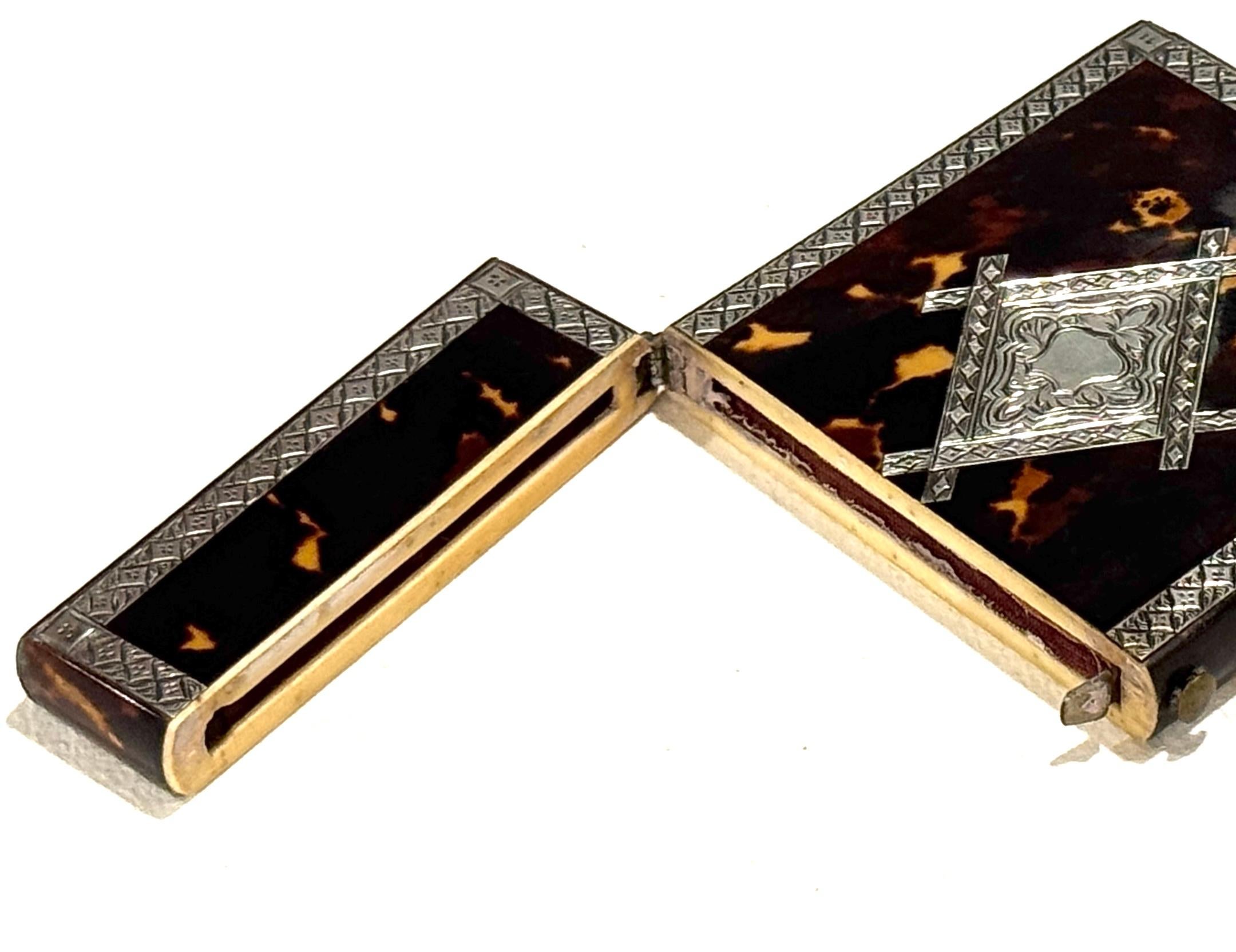 Stunning English Regency Sterling Silver & Tortoiseshell Card Case, Circa 1815 For Sale 3