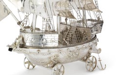 Stunning, English Sterling Silver Neff, ‘Sailing Ship’, Fine Detail. 26" Tall