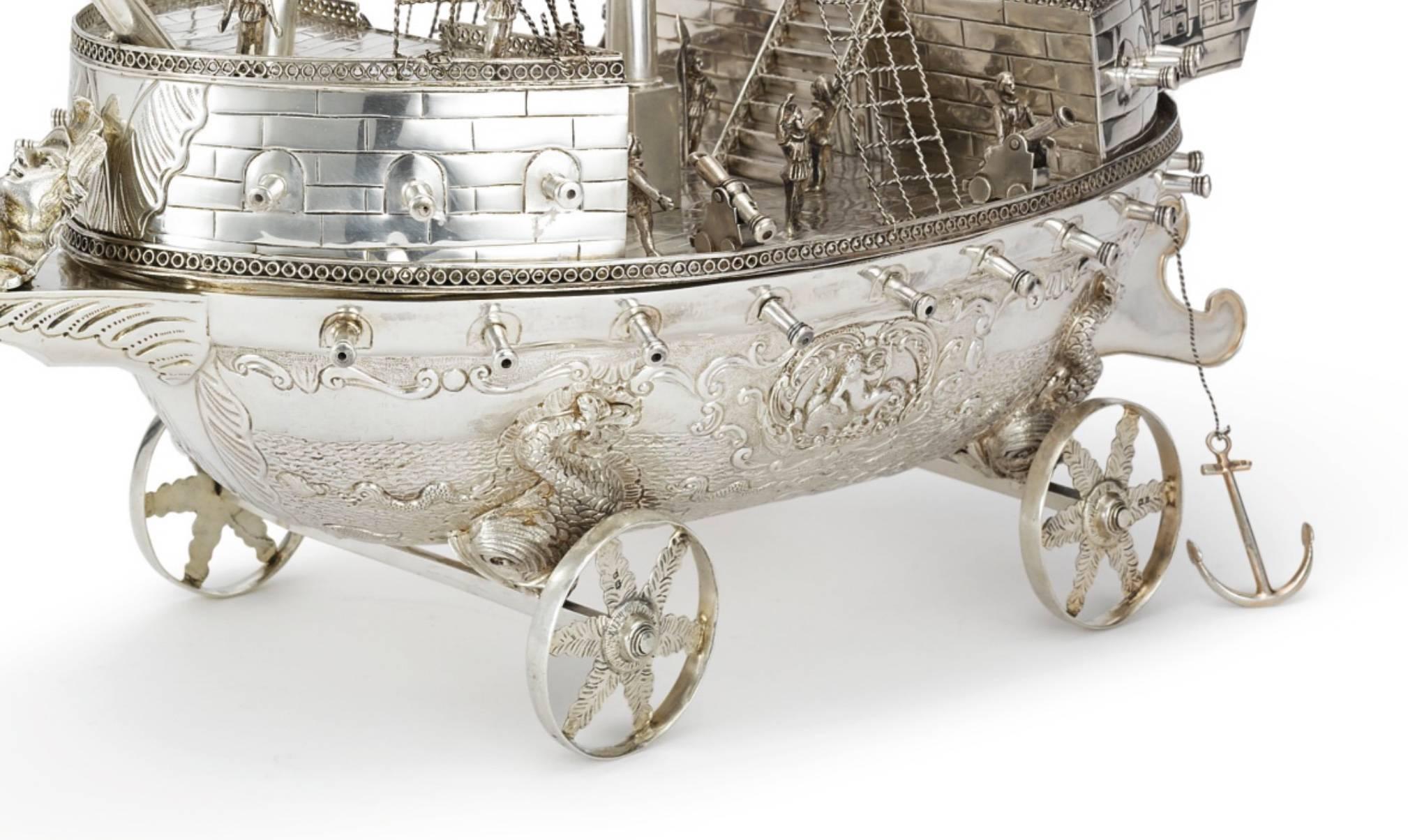 Early 20th Century Stunning, English Sterling Silver Neff, ‘Sailing Ship’, Fine Detail. 26