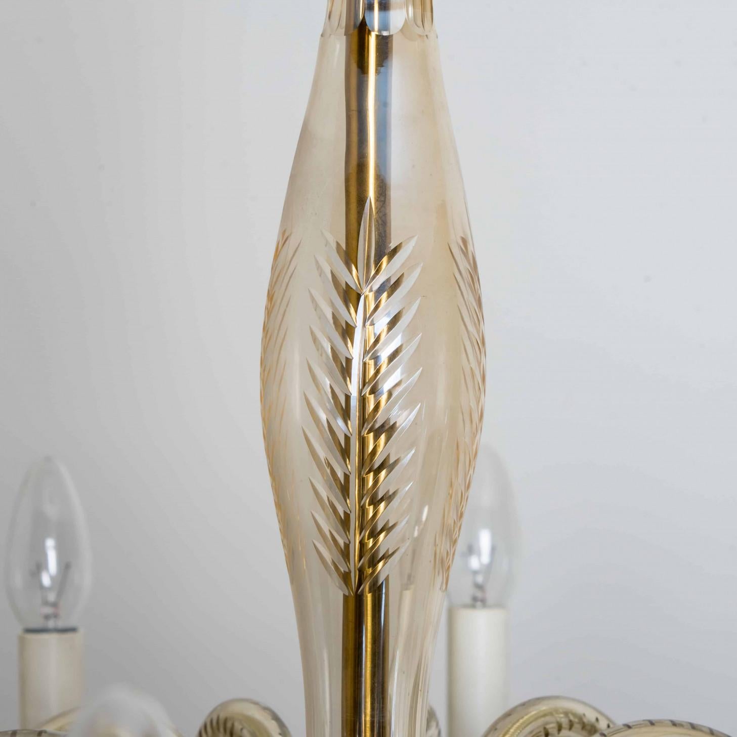 Stupendo lampadario in vetro di Murano inciso a 12 bracci, Italia 1960 in vendita 5