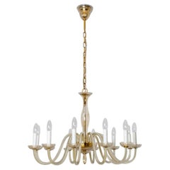 Stupendo lampadario in vetro di Murano inciso a 12 bracci, Italia 1960