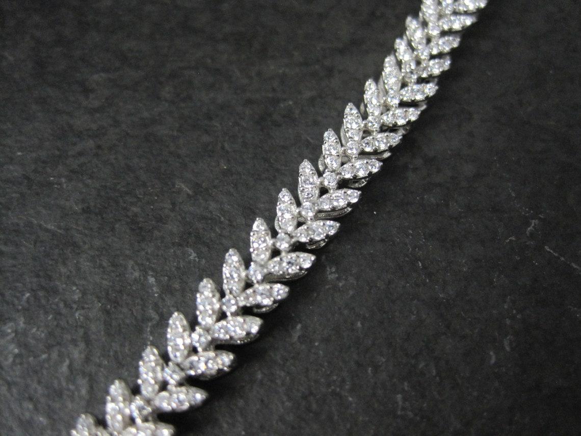 Women's Stunning Estate Sterling Silver Garnet and Cz Necklace For Sale