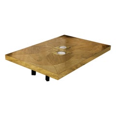 Stunning Etched Brass and Double Agate Cocktail Table