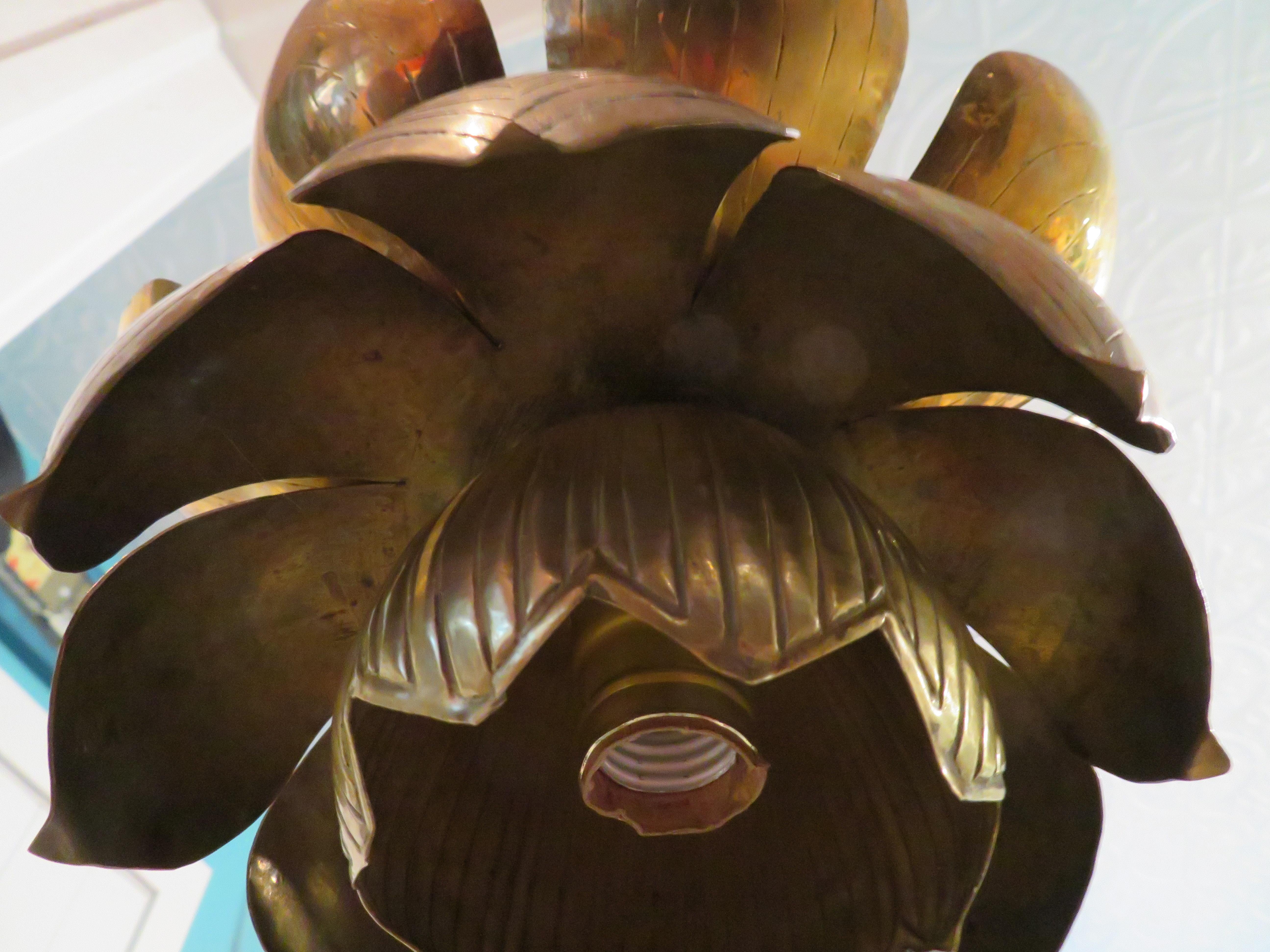 brass lotus pendant light