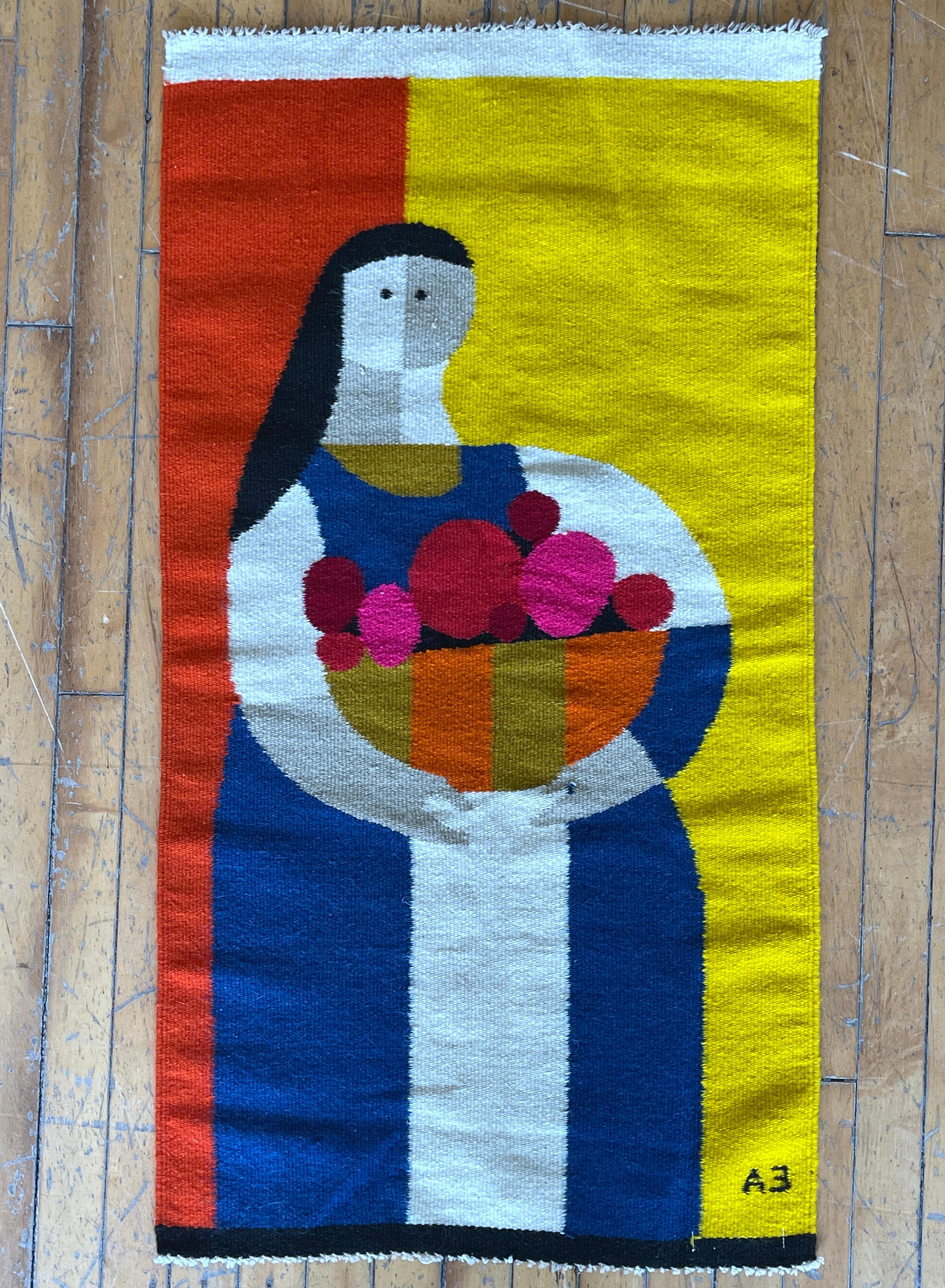 Stunning Evelyn Ackerman Design Vibrant Wool Wall Hanging Tapestry 'Campasena' In Good Condition In Hudson, NY