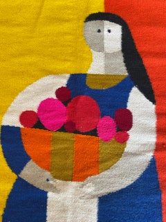 Stunning Evelyn Ackerman Design Vibrant Wool Wall Hanging Tapestry 'Campasena'