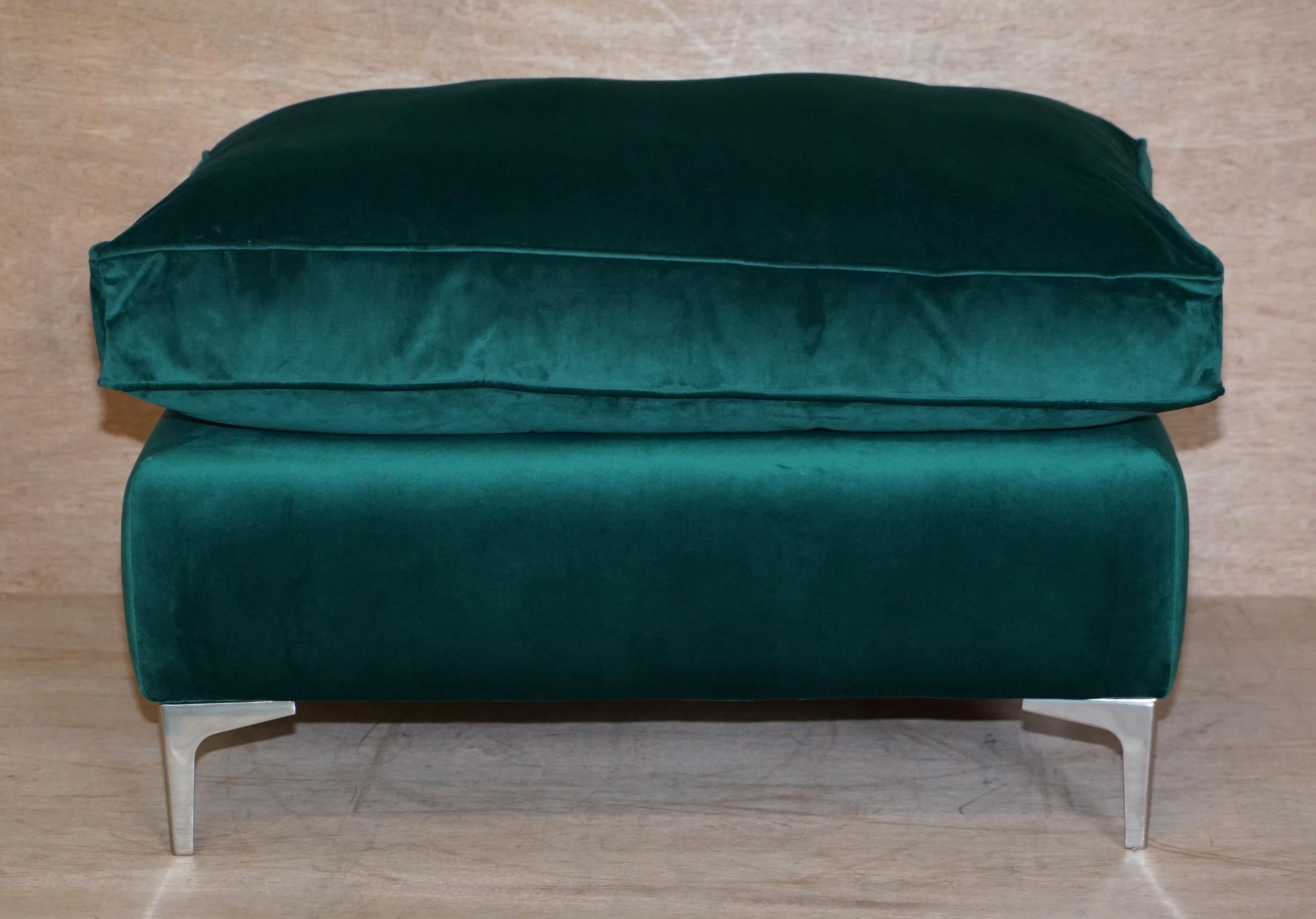 Royal House Antiques

Royal House Antiques is delighted to this stunning large Perfect Furniture Collections LTD green velvet oversized ottoman footstool or bench

A very good looking well made and comfortable stool, upholstered in Emerald green