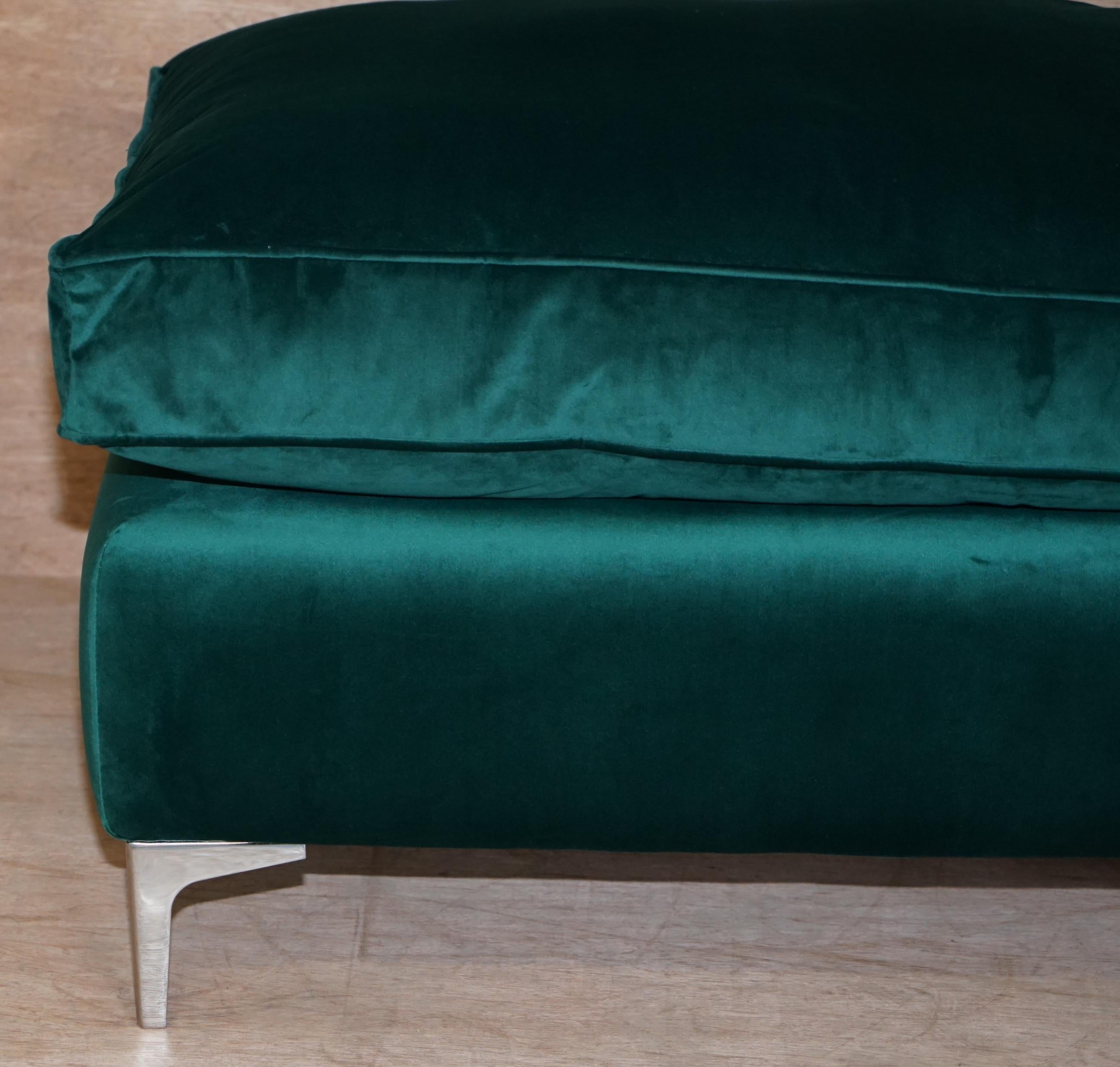 Art Deco Stunning Ex Display Emerald Green Velvet Large Ottoman Footstool or Bench Seat For Sale