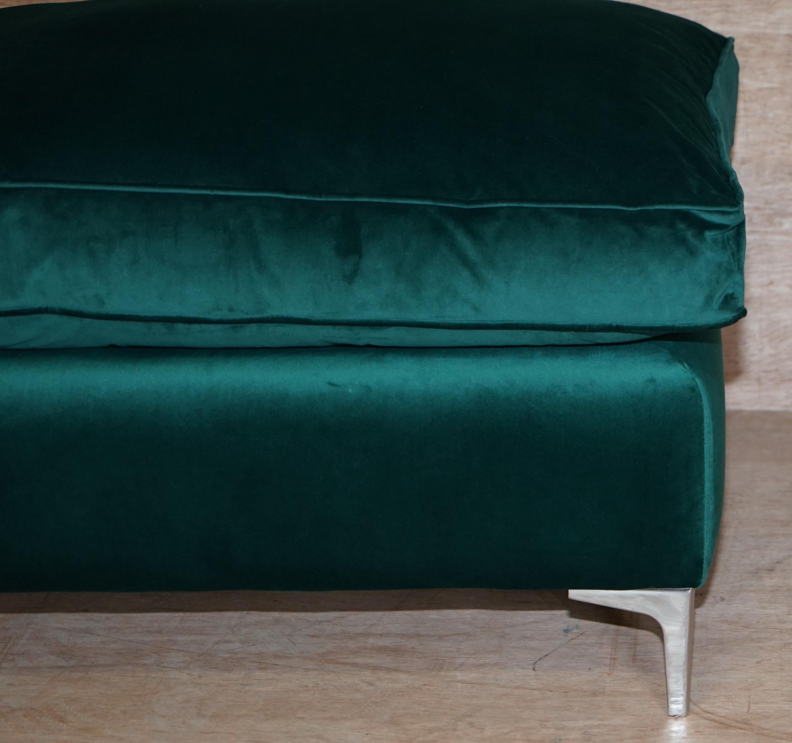 English Stunning Ex Display Emerald Green Velvet Large Ottoman Footstool or Bench Seat For Sale