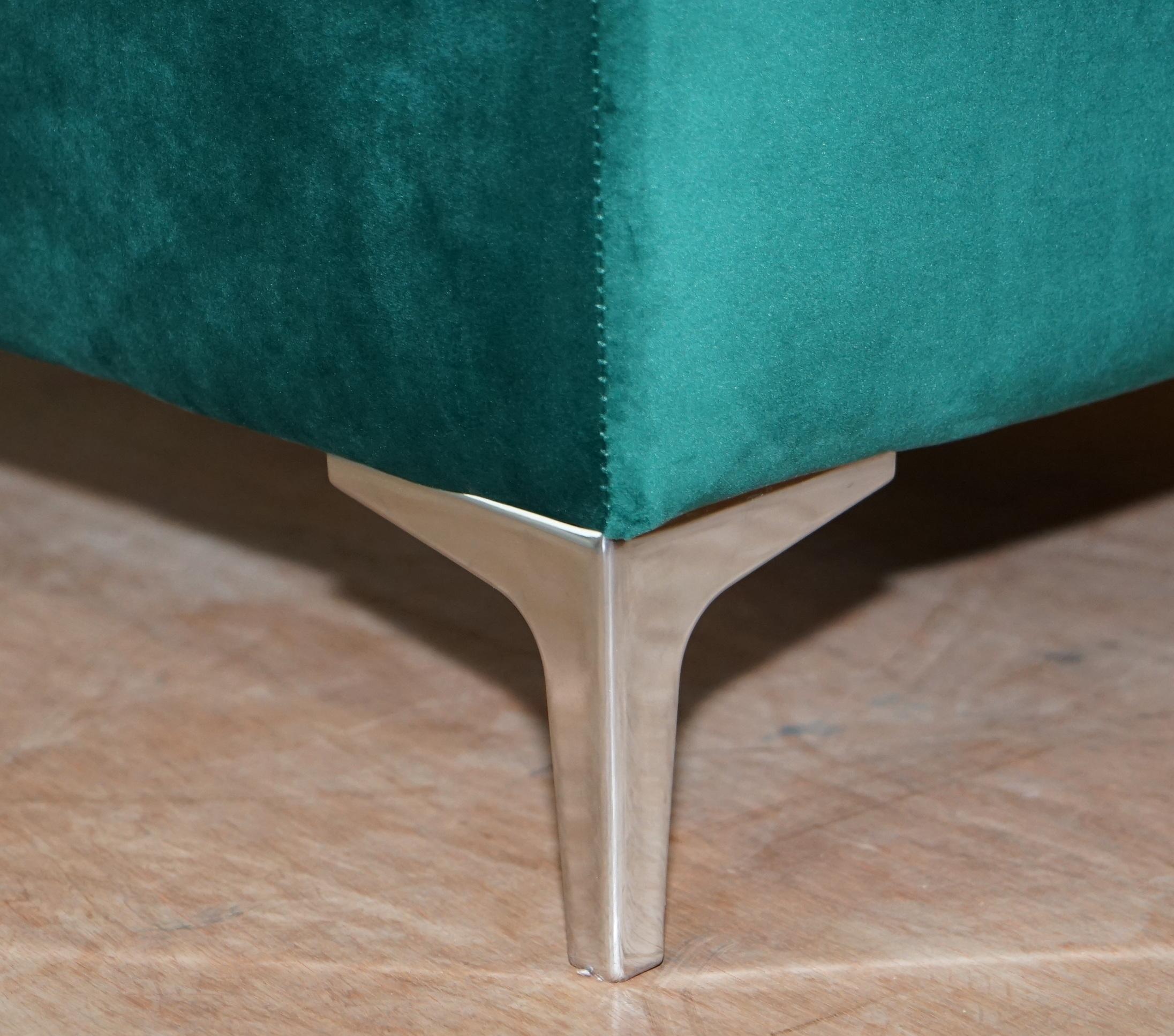 Hand-Crafted Stunning Ex Display Emerald Green Velvet Large Ottoman Footstool or Bench Seat For Sale