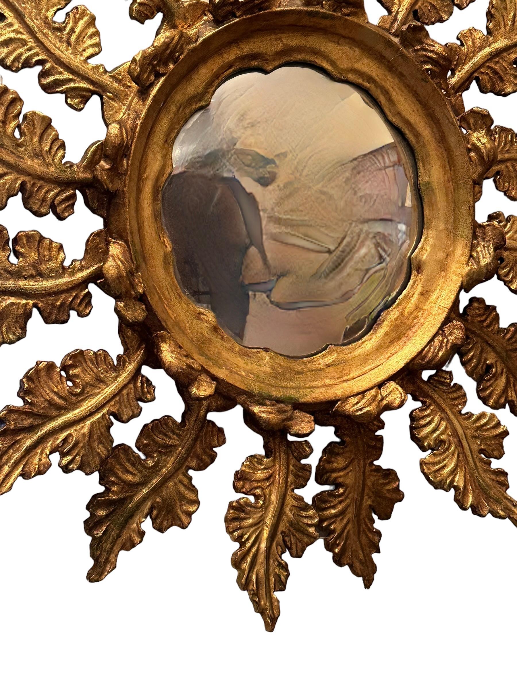Gilt Stunning Exceptional Starburst Sunburst Gilded Wood Convex Mirror, Germany 1900s For Sale