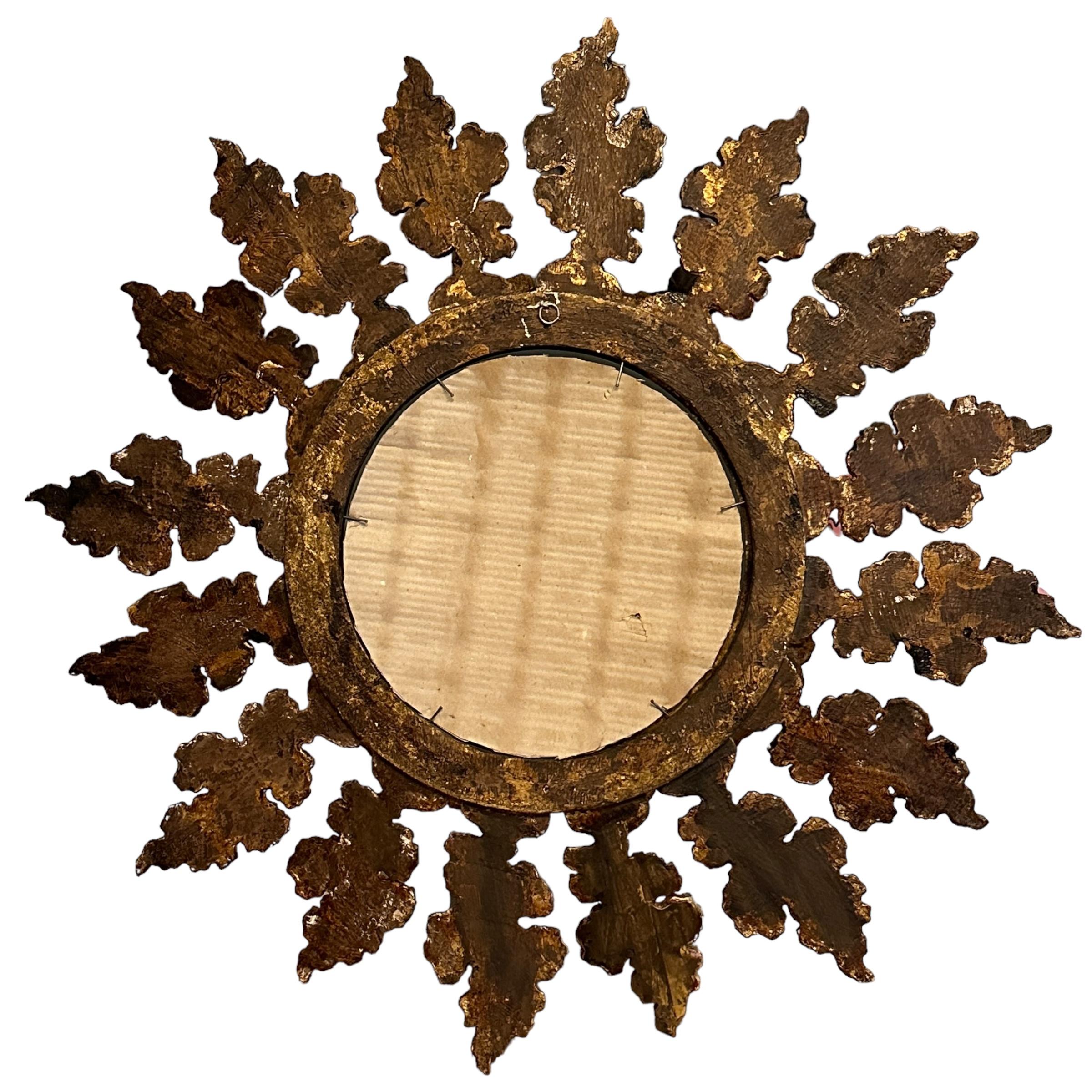 Stunning Exceptional Starburst Sunburst Gilded Wood Convex Mirror, Germany 1900s For Sale 1