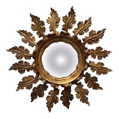 Antique Stunning Exceptional Starburst Sunburst Gilded Wood Convex Mirror, Germany 1900s