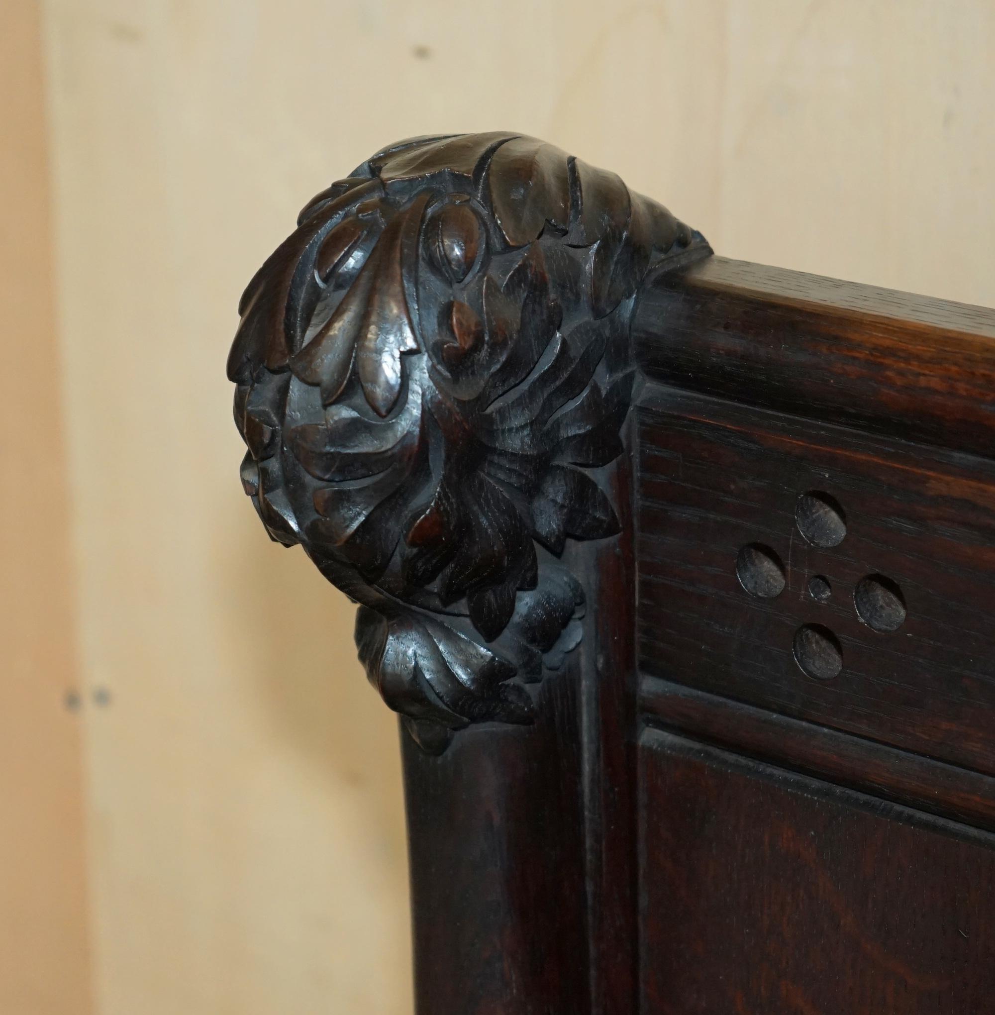Late 19th Century STUNNING EXTRA LARGE GOTHIC REVIVAL THRONE ARMCHAIR HAND CARVED ARMORIAL LIONs For Sale