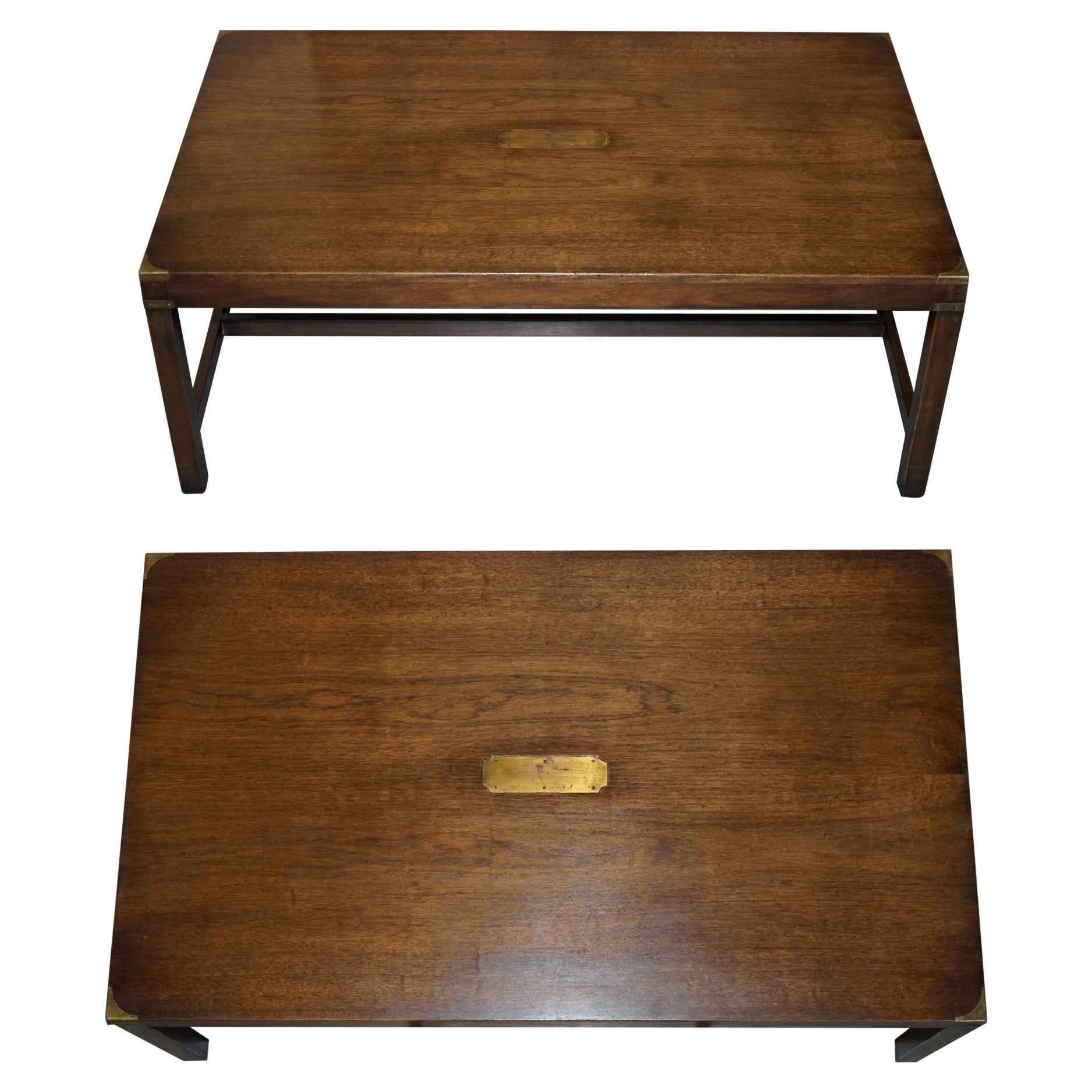 Stunning Extra Large Harrods Kennedy Military Campaign Coffee Table Hardwood