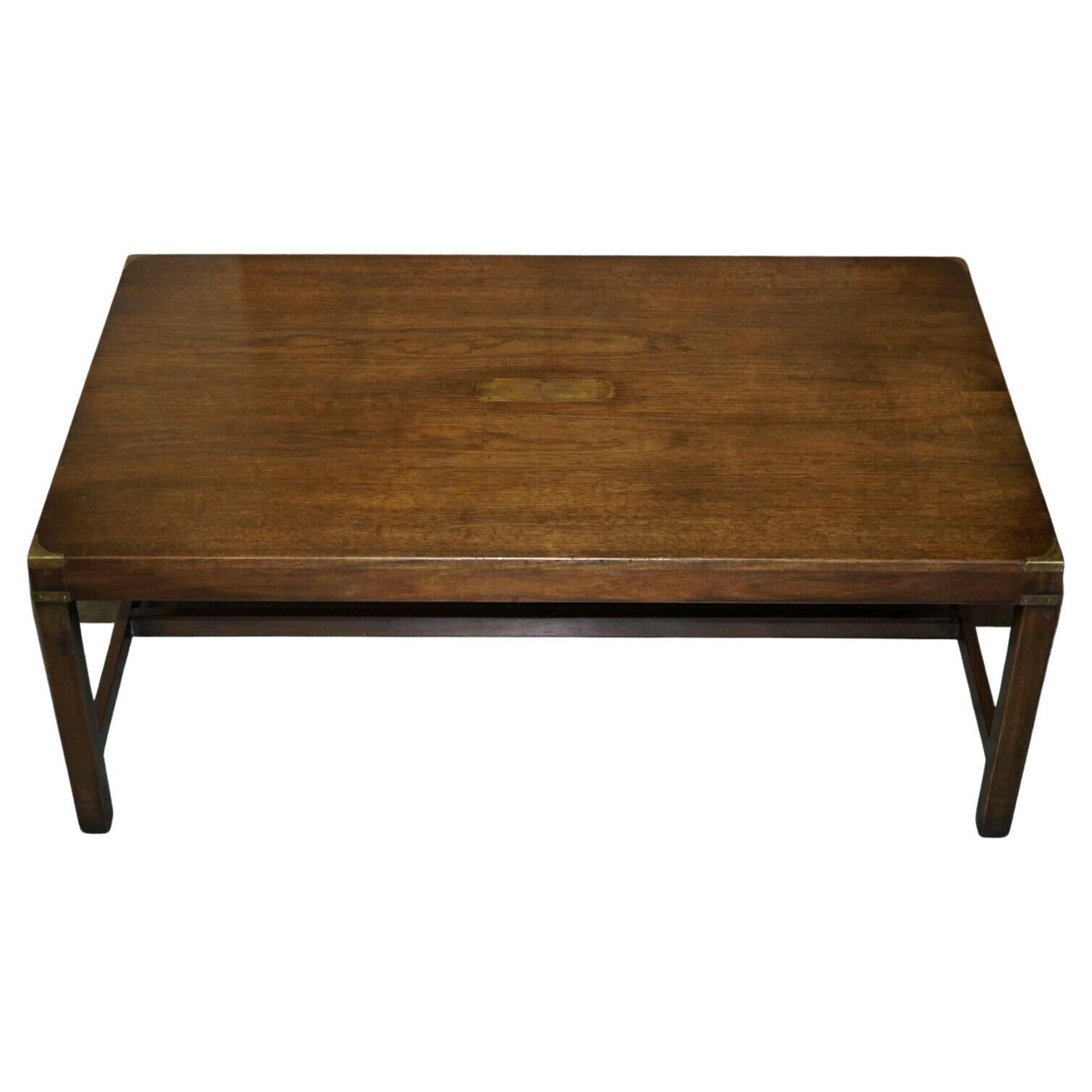 Stunning Extra Large Harrods Kennedy Military Campaign Coffee Table Hardwood