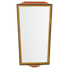 Lovely Faceted Art Deco Mirror with Bronze Color And  Orange Detail