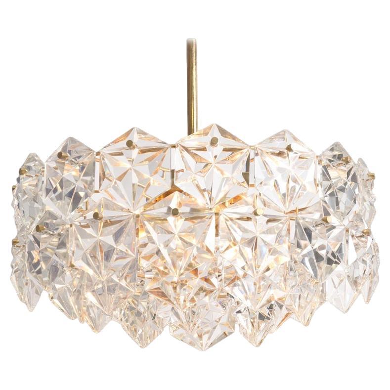 Stunning Faceted Crystal and Gilt Metal Four-Tier Chandelier by Kinkeldey, 1970s